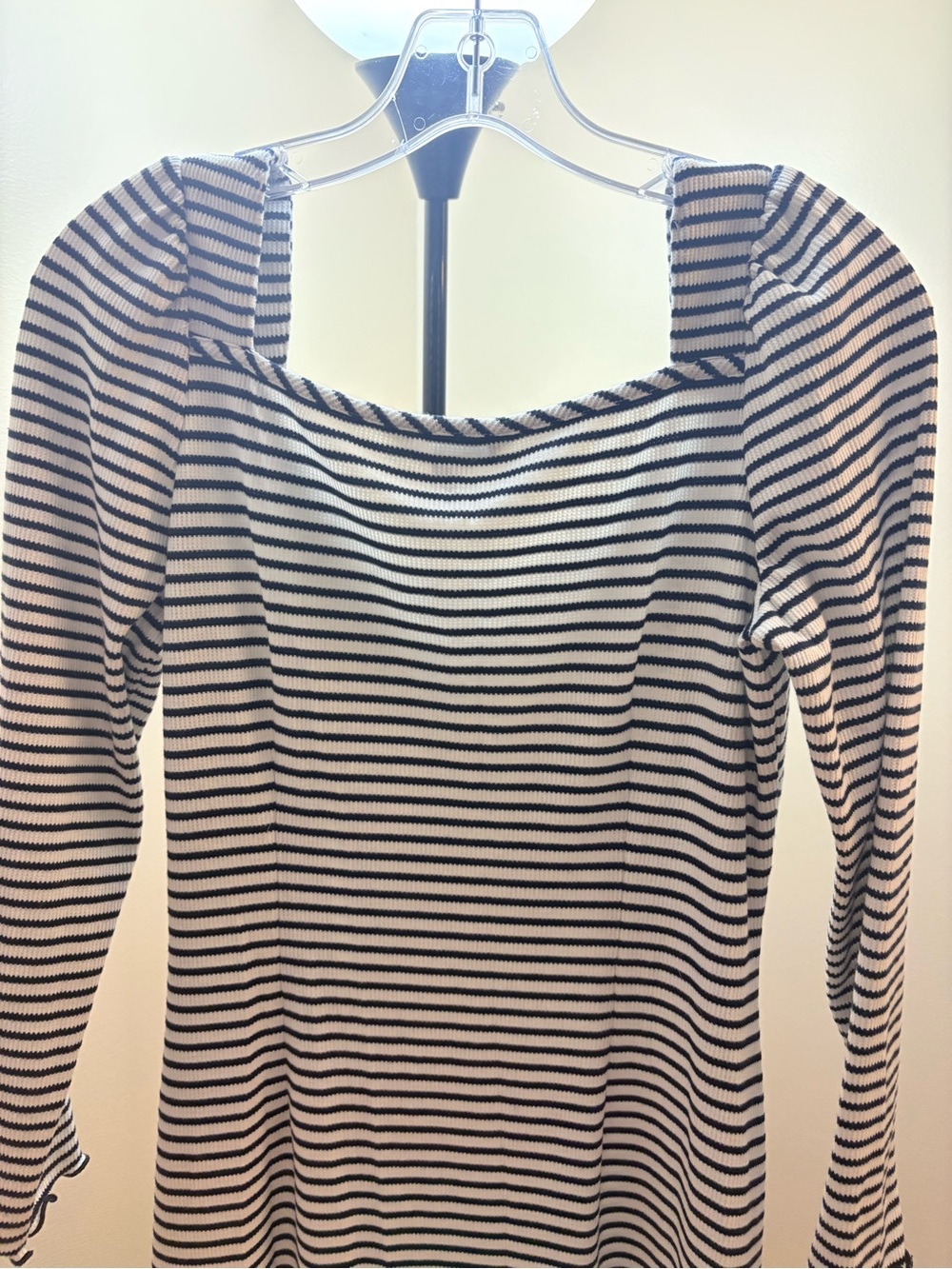Maggy London Black & White Striped Long-Sleeve Midi Dress - Picture 9 of 10